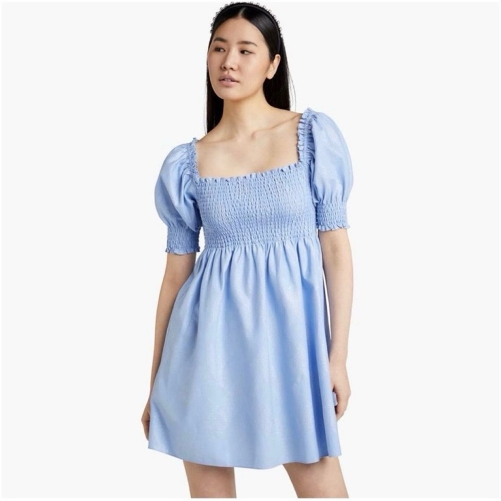 HILL HOUSE Athena Nap Dress - Light Blue Glitter